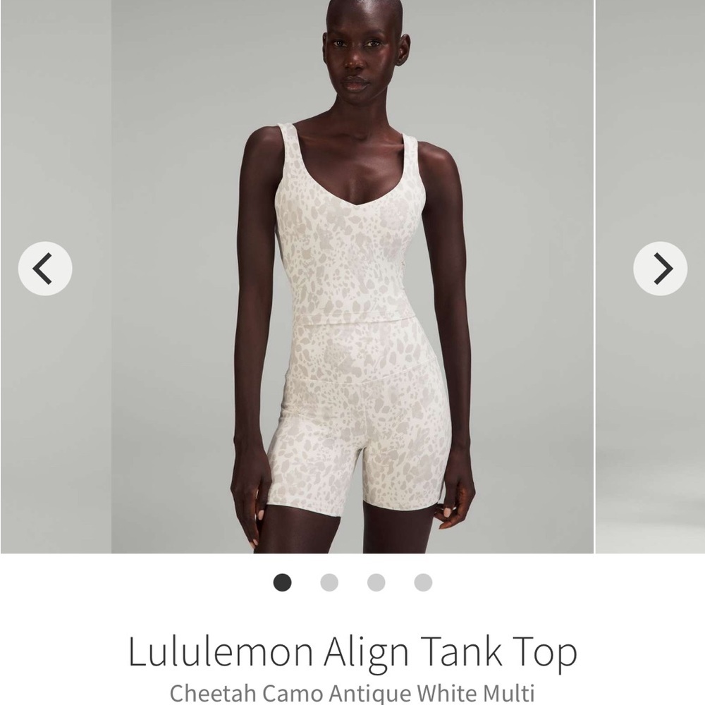Lululemon Align Tank Top Cheetah Camo Antique White Multi Size 6